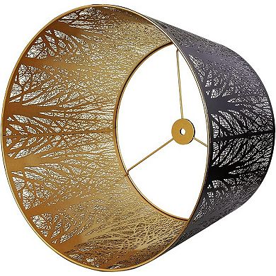 ALUCSET Metal Etched Drum Lampshade for Tabletop & Floor Lamp, Pattern of Trees