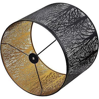 ALUCSET Metal Etched Drum Lampshade for Tabletop & Floor Lamp, Pattern of Trees