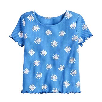 Baby & Toddler Girl Jumping Beans® Short Sleeve Lettuce Edge Tee