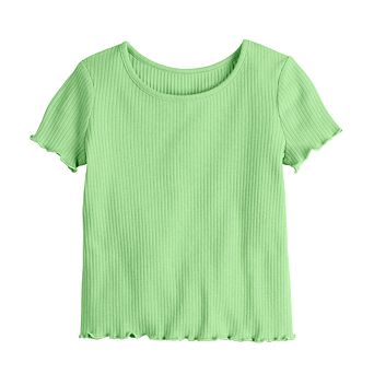 Baby & Toddler Girl Jumping Beans® Short Sleeve Lettuce Edge Tee