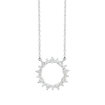 Love Always Sterling Silver Lab-Created White Sapphire Sunburst Necklace