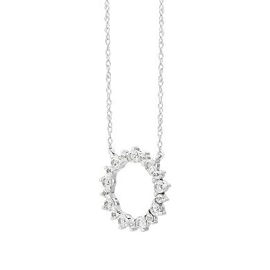 Love Always Sterling Silver Lab-Created White Sapphire Circle Necklace
