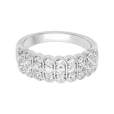 Love Always Sterling Silver Lab-Created White Sapphire Double Row ...