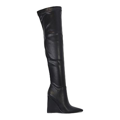 Yoki Erlinda-13 Women's Knee High Wedge Boots