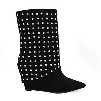 Yoki Harzen-07 Women's Fold-Over Boots With Stones