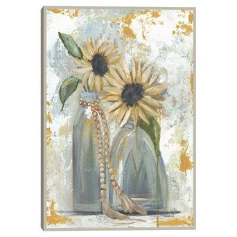 Masterpiece Look on the Bright Side Flower Framed Canvas Print Wall Art