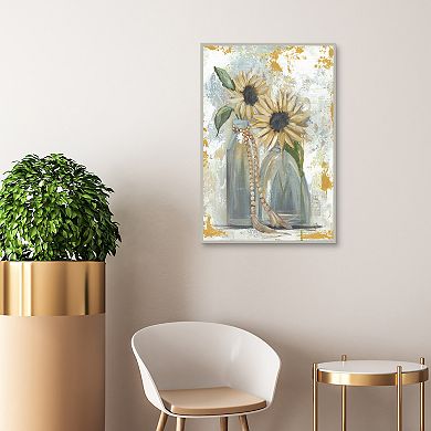Masterpiece Look on the Bright Side Flower Framed Canvas Print Wall Art