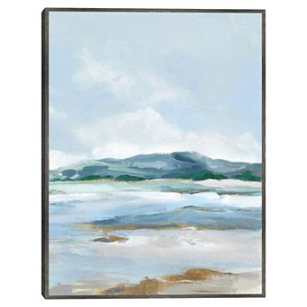 Masterpiece Coastal Blue Mountains I Framed Canvas Print Wall Art
