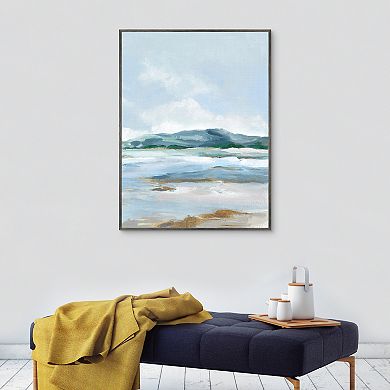Masterpiece Coastal Blue Mountains I Framed Canvas Print Wall Art