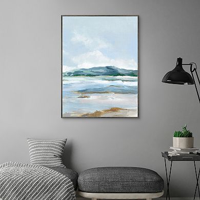 Masterpiece Coastal Blue Mountains I Framed Canvas Print Wall Art