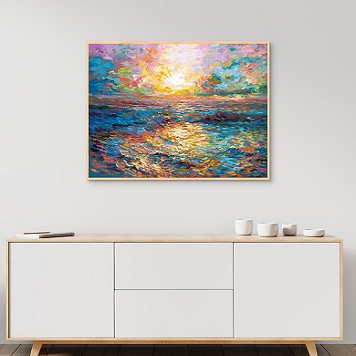 Masterpiece Sunset in Mykonos Framed Canvas Print Wall Art