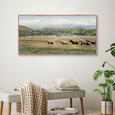 Masterpiece Summer Herd Framed Canvas Print Wall Art