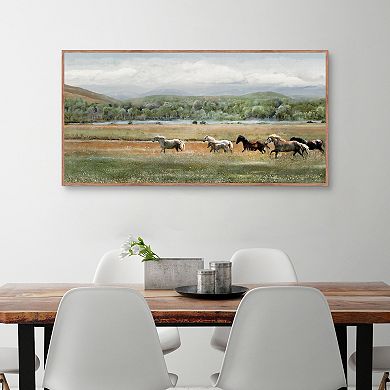 Masterpiece Summer Herd Framed Canvas Print Wall Art