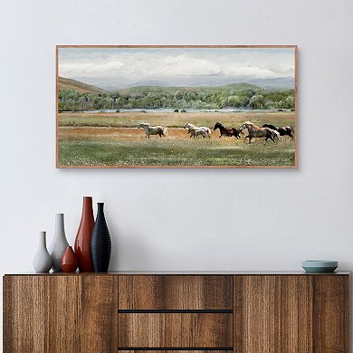 Masterpiece Summer Herd Framed Canvas Print Wall Art
