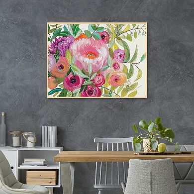 Masterpiece Pink Peony Framed Canvas Print Wall Art