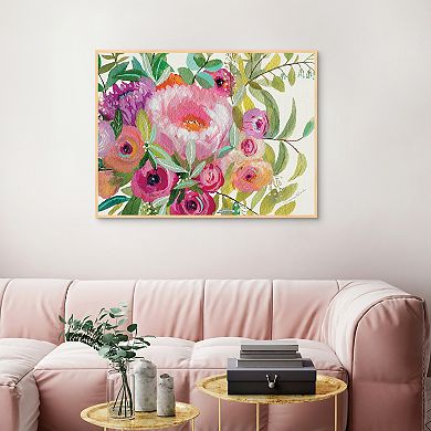 Masterpiece Pink Peony Framed Canvas Print Wall Art