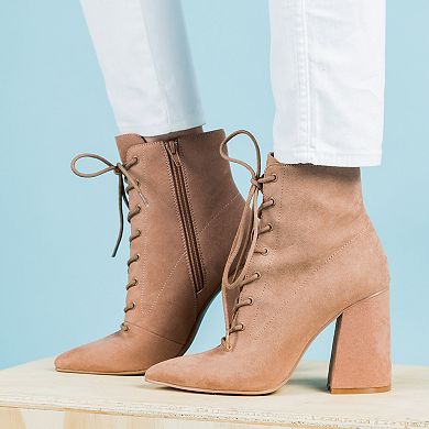 Women's Qupid Maelie-05 Lace-Up Booties