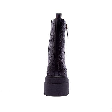 Women's Qupid Tarina-01 Quilted Zipper Combat Boots