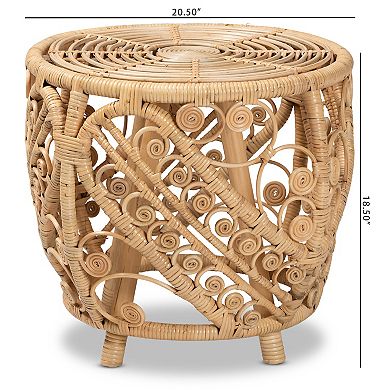 bali & pari Saranna Scroll Rattan End Table