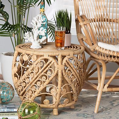 bali & pari Saranna Scroll Rattan End Table