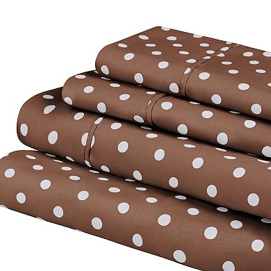 SUPERIOR Cotton Blend Deep Pocket Polka Dot Sheet Set
