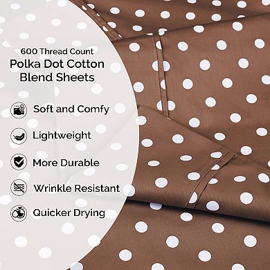 SUPERIOR Cotton Blend Deep Pocket Polka Dot Sheet Set