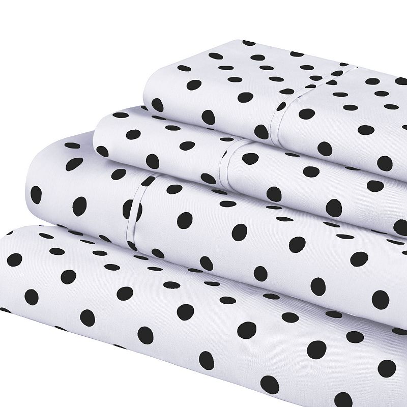UPC 855031077176 product image for SUPERIOR Cotton Blend Deep Pocket Polka Dot Sheet Set, White | upcitemdb.com