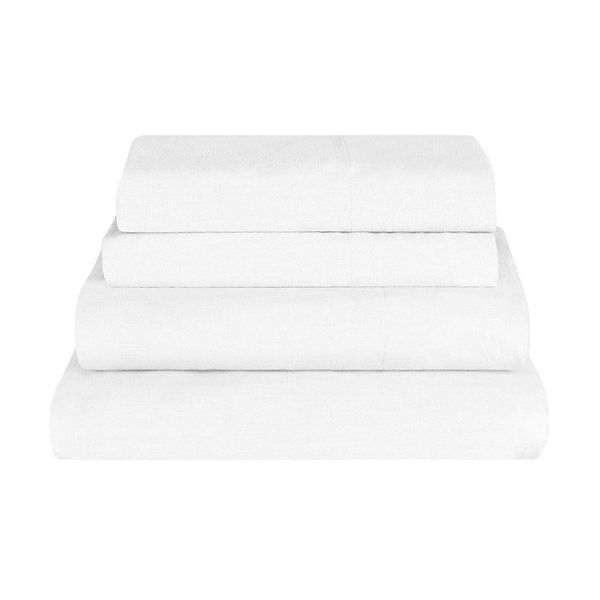 Superior 4-Piece Cotton Linen Blend White Sheet Set, California King