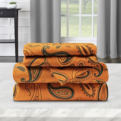 SUPERIOR Cotton Flannel Deep Pocket Paisley Sheet Set