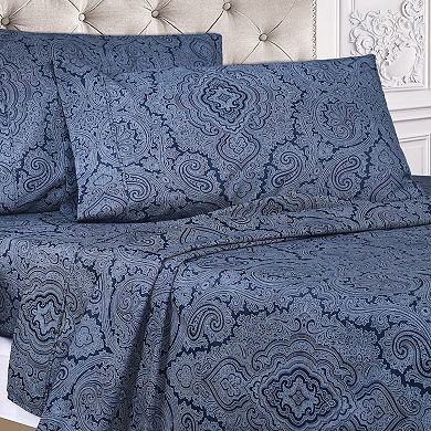SUPERIOR Paisley 600-Thread Count Cotton and Polyester Blend Deep Pocket Sheet Set