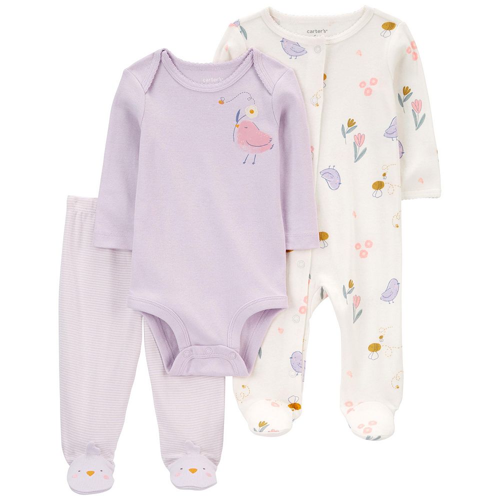 Carter's 4pc Baby Girl Purple Artic Animals Snug Fit Cotton Pajama Set main image 1