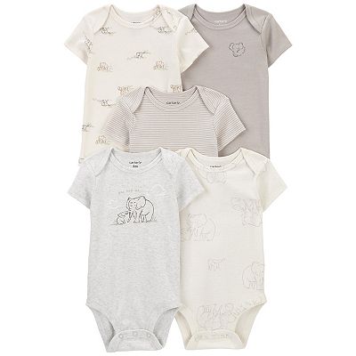 Baby Carter's Elephant Fun Short-Sleeve Bodysuits 5-Pack