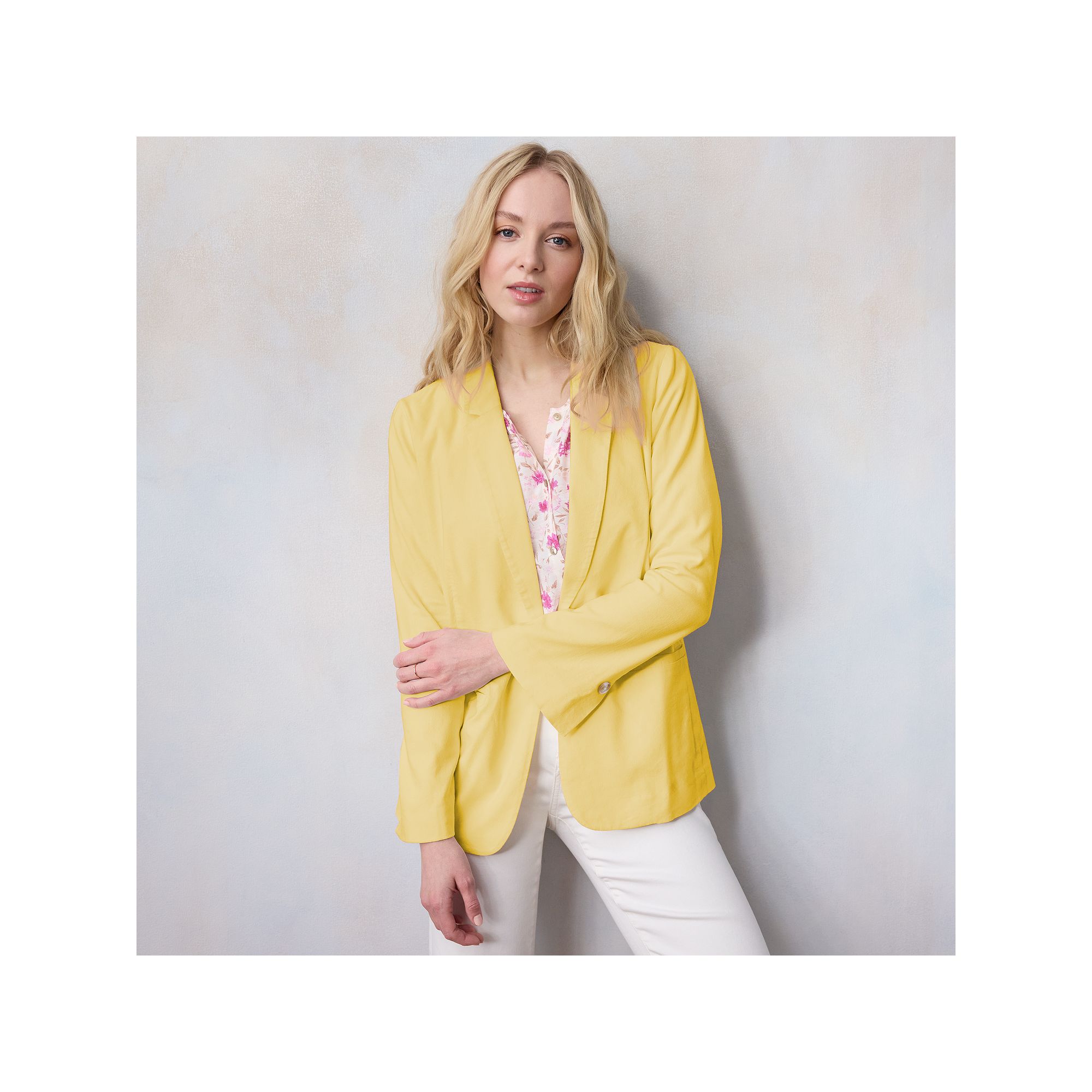 Womens LC Lauren Conrad Notch Collar 1-Button Blazer Jacket, Size: XS, Yel