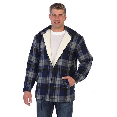 Gioberti Men's Sherpa Lined Flannel Jacket With Removable Hood
