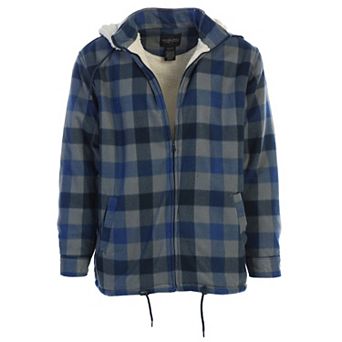 Gioberti Men's Sherpa Lined Flannel Jacket With Removable Hood