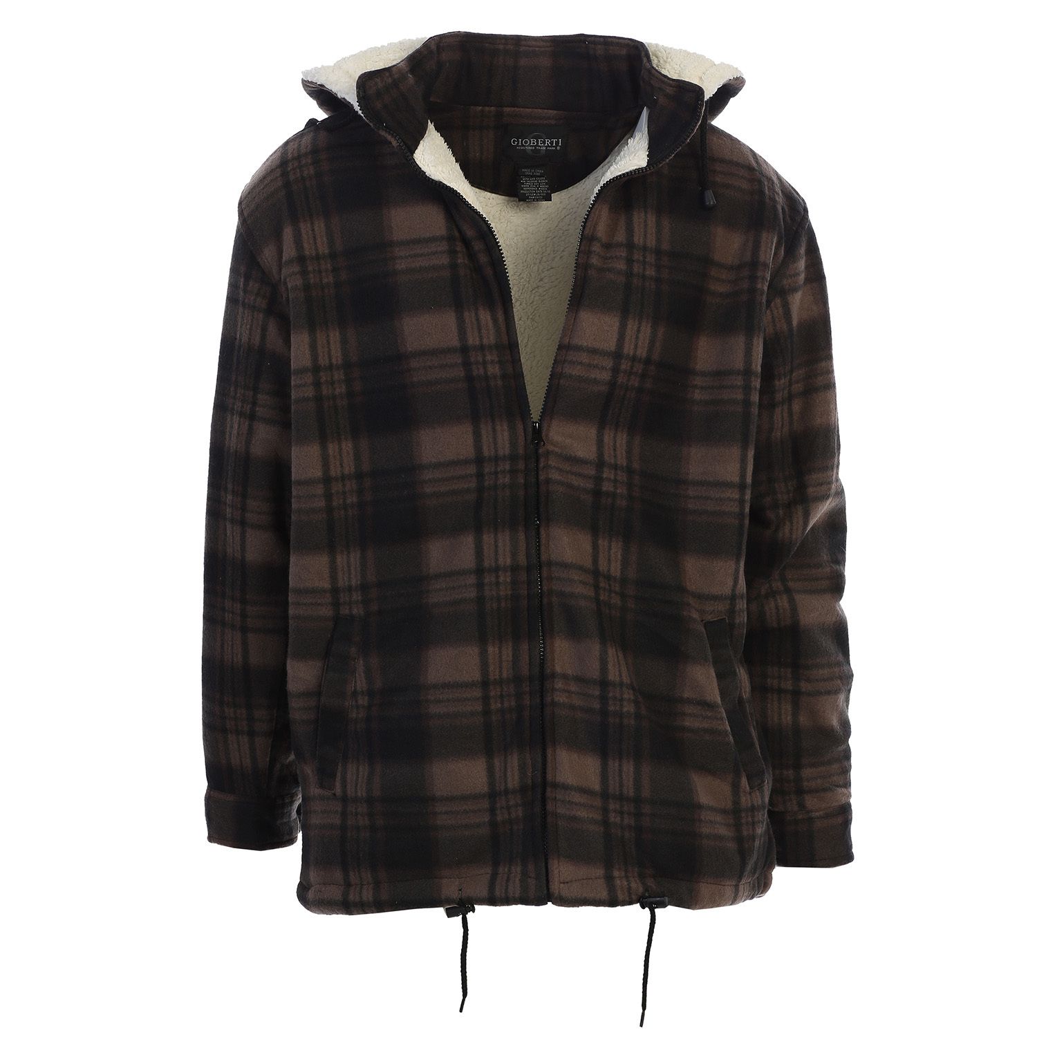 Gioberti Men's Sherpa Lined Flannel Jacket With Removable Hood