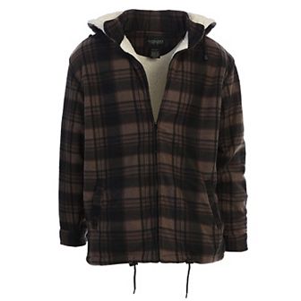 Gioberti Men's Sherpa Lined Flannel Jacket With Removable Hood