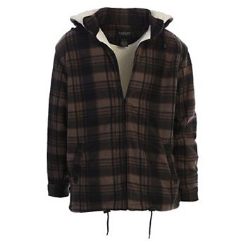 Gioberti Men's Sherpa Lined Flannel Jacket With Removable Hood
