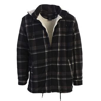 Gioberti Men's Sherpa Lined Flannel Jacket With Removable Hood
