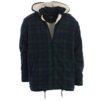 Gioberti Men's Sherpa Lined Flannel Jacket With Removable Hood