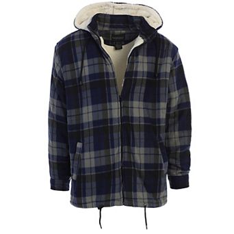 Gioberti Men's Sherpa Lined Flannel Jacket With Removable Hood