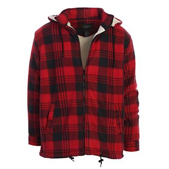 Gioberti Men's Sherpa Lined Flannel Jacket With Removable Hood