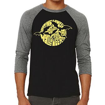 Men's Raglan Baseball Word Art T-shirt - Halloween Bats