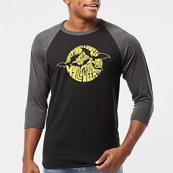 Men's Raglan Baseball Word Art T-shirt - Halloween Bats