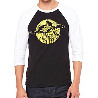 Men's Raglan Baseball Word Art T-shirt - Halloween Bats
