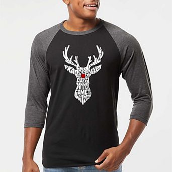 Men's Raglan Baseball Word Art T-shirt - Santa's Reindeer