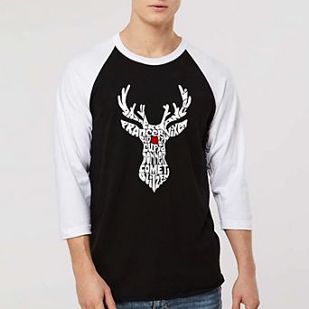 Men's Raglan Baseball Word Art T-shirt - Santa's Reindeer