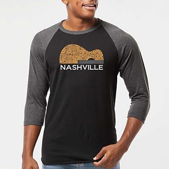 Nashville Guitar - Men's Raglan Baseball Word Art T-Shirt