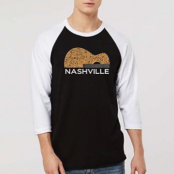Nashville Guitar - Men's Raglan Baseball Word Art T-Shirt