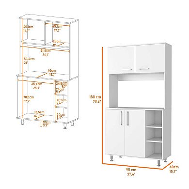 Colorado Pantry Cabinet, Three Open Shelves